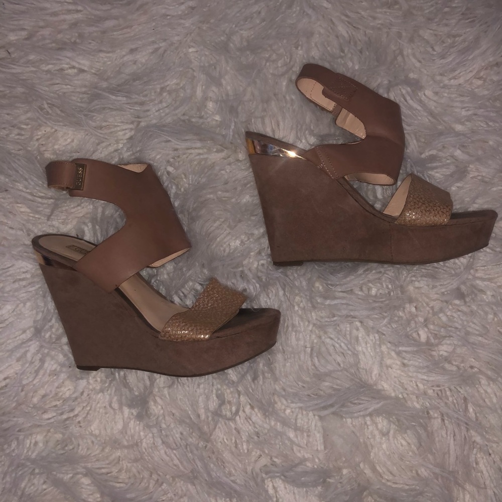 Wedge Beige + Gold Heels